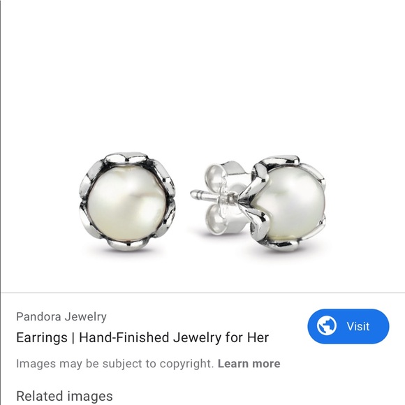 Pandora flower pearl earrings